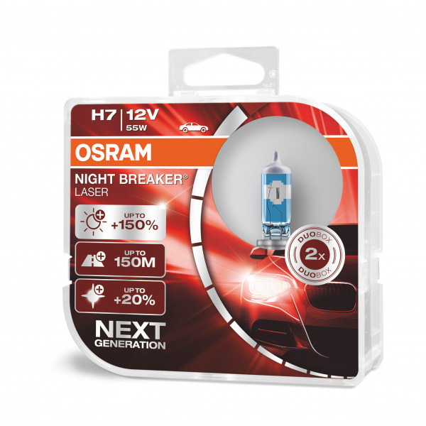 Osram H7 477 Night Breaker Laser 150% Brighter Bulb x 2 image