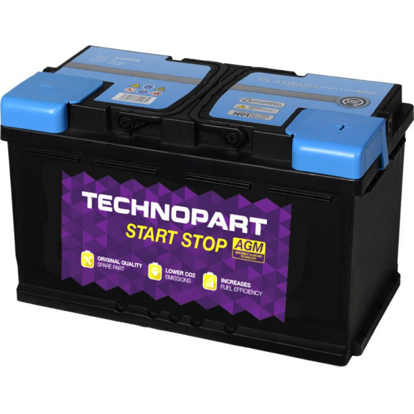 TECHNOPART AGM CAR BATTERY AGM115  - 80AH 800CCA image